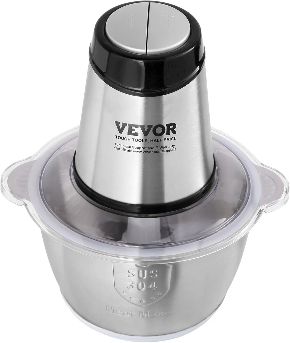 Электрический кухонный комбайн VEVOR AMJ-215F / 400W / 2 скорости / 2 л чаша / Нержавеющая сталь / Серебристый, фото №3 Электрический кухонный комбайн VEVOR AMJ-215F / 400W / 2 скорости / 2 л чаша / Нержавеющая сталь / Серебристый, фото №3