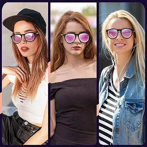 Солнцезащитные очки Perkanion Поляризованные Женские Круглые UV400 Защита Ретро Винтаж Розовый synthetic.ua - Фото 1