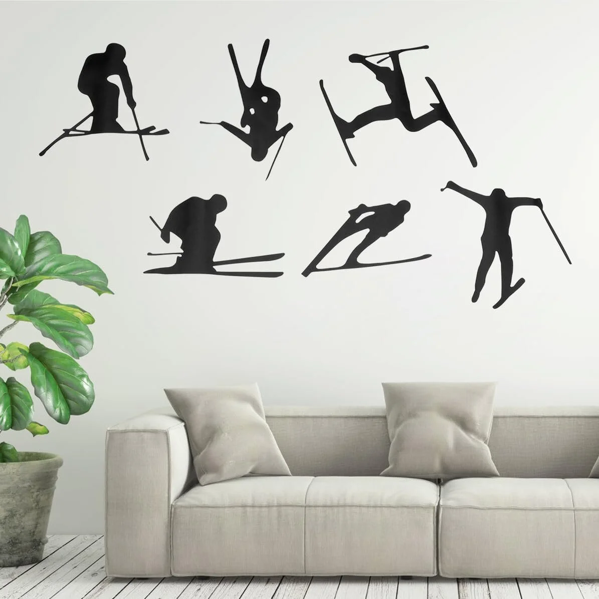 Настінна наклейка Skier Nordic Style Multiple Poses, фото №2