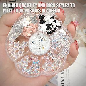 Прикраси для нігтів у формі бантиків, 1 коробка з 7 відділеннями з бантиками, метеликами, ведмедиками, підвіски synthetic.ua - Фото 1