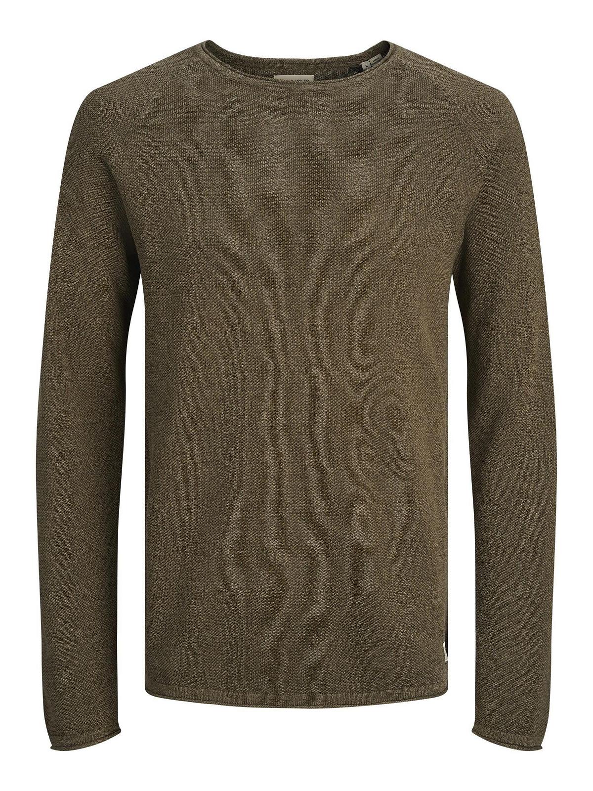 В'язаний пуловер JACK & JONES JJEHILL чоловічий, з круглим вирізом горловини, базова модель, з довгими рукавами, бавовняна сорочка, фото №1