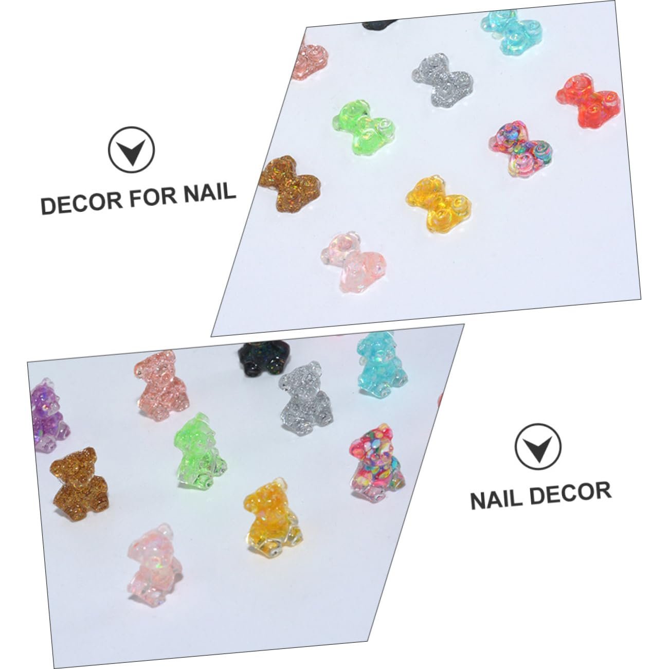 Украшения для ногтей MERRYHAPY 200 шт., 3D резиновые стразы для маникюра, наклейки для ногтей с мишками Гамми, смола, фото №7