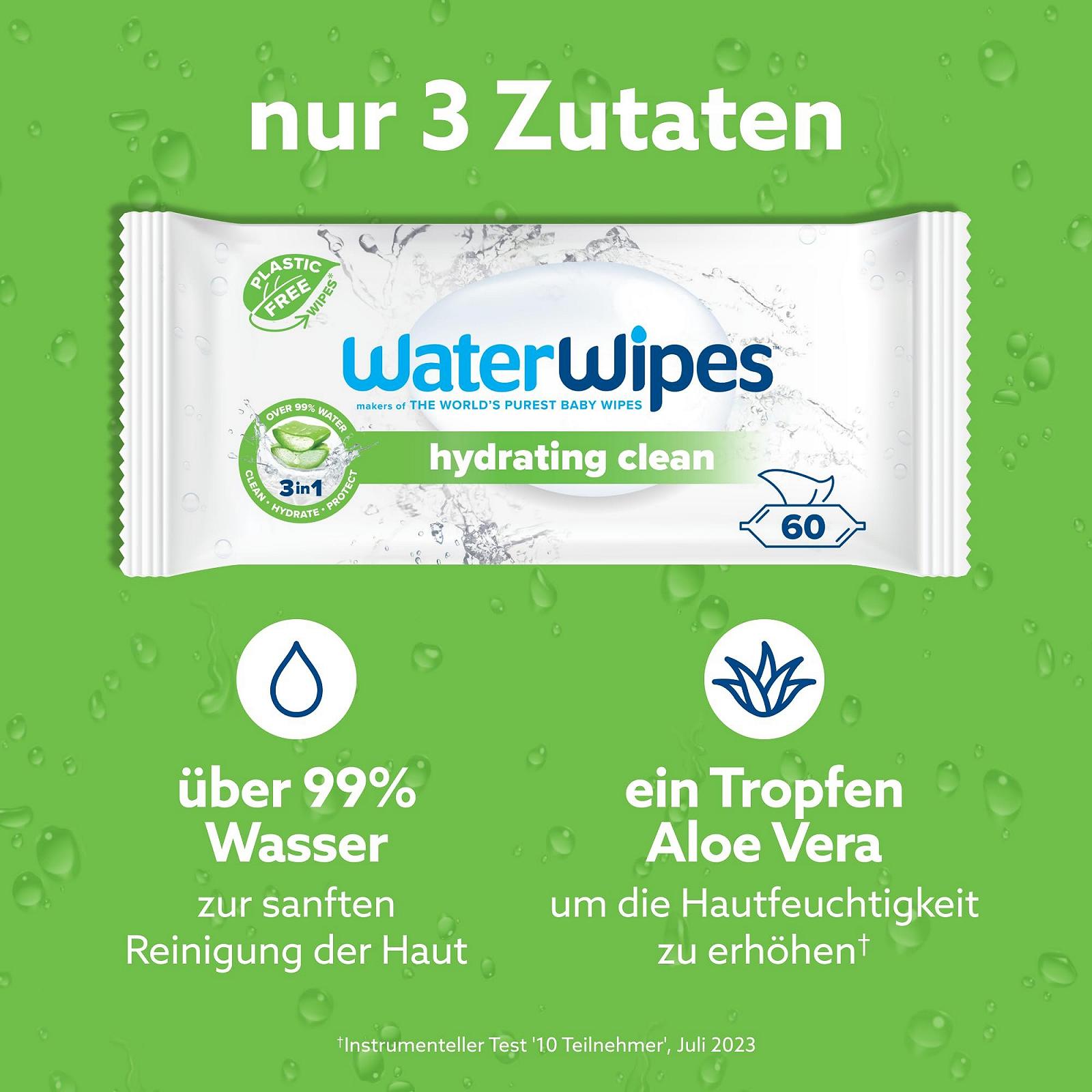 Влажные Салфетки WaterWipes Увлажняющие, 360 штук (6 упаковок), с 99% Воды и Экстрактом Алоэ Вера, для Лица и Тела, фото №3