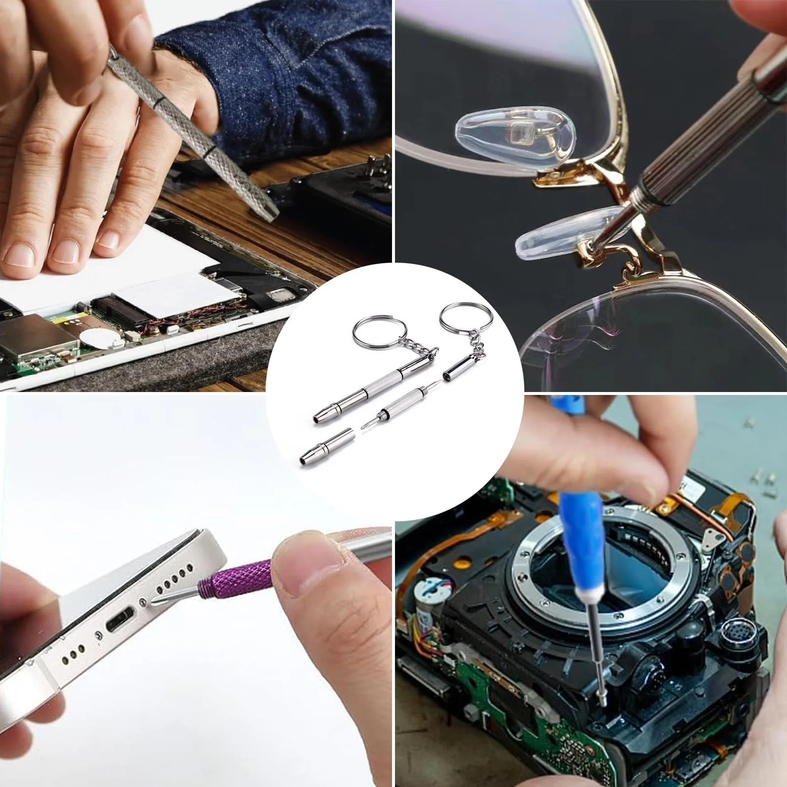 Набір 2 міні-оправки викрутки 4 в 1 набір для ремонту окулярів прецизійна нержавіюча сталь, фото №6