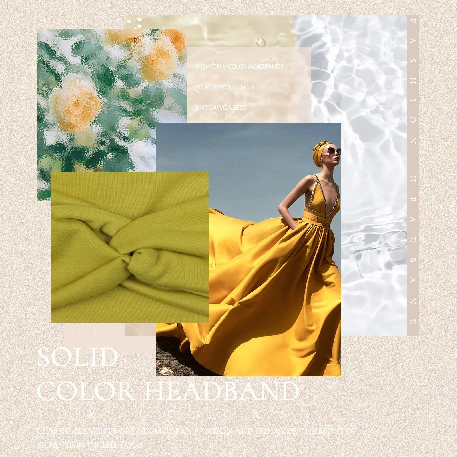 Пов'язка на голову жіноча широка еластична м'яка літня в стилі бохо, фото №6 Пов'язка на голову жіноча широка еластична м'яка літня в стилі бохо, фото №6