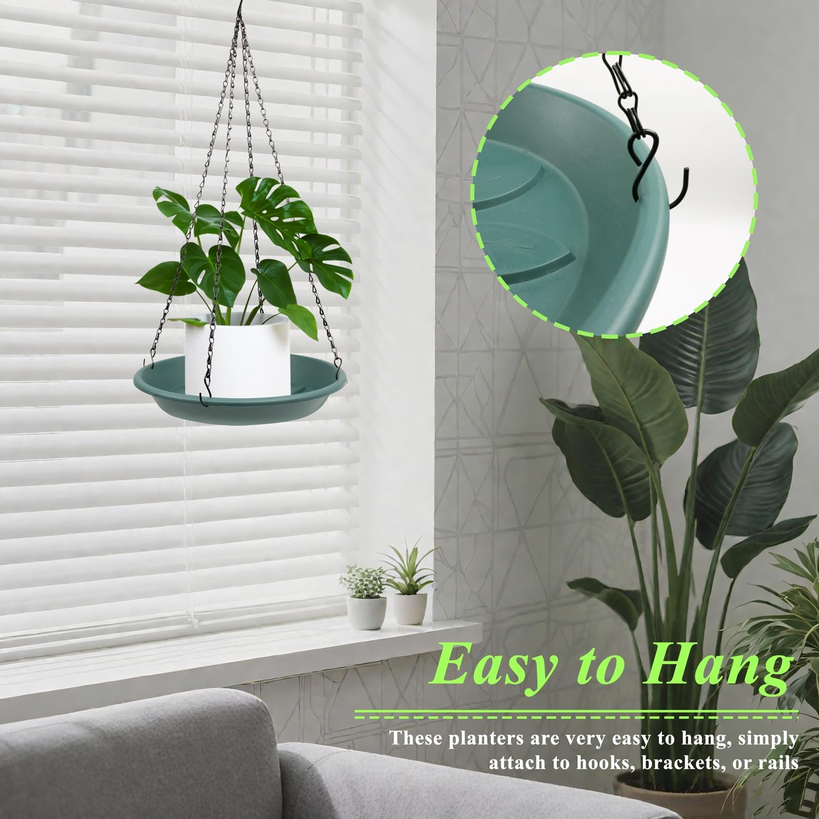 Підвісні кошики 3 шт. Пластикові 30 см Темно-зелені, фото №3 Підвісні кошики 3 шт. Пластикові 30 см Темно-зелені, фото №3