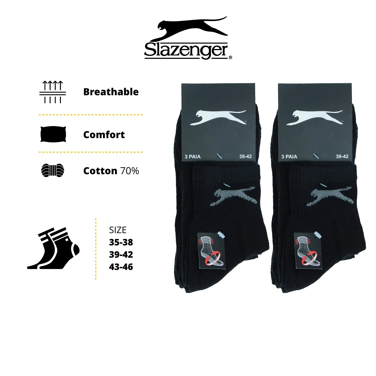 Спортивні шкарпетки Slazenger Running Quarters 6 пар, фото №3