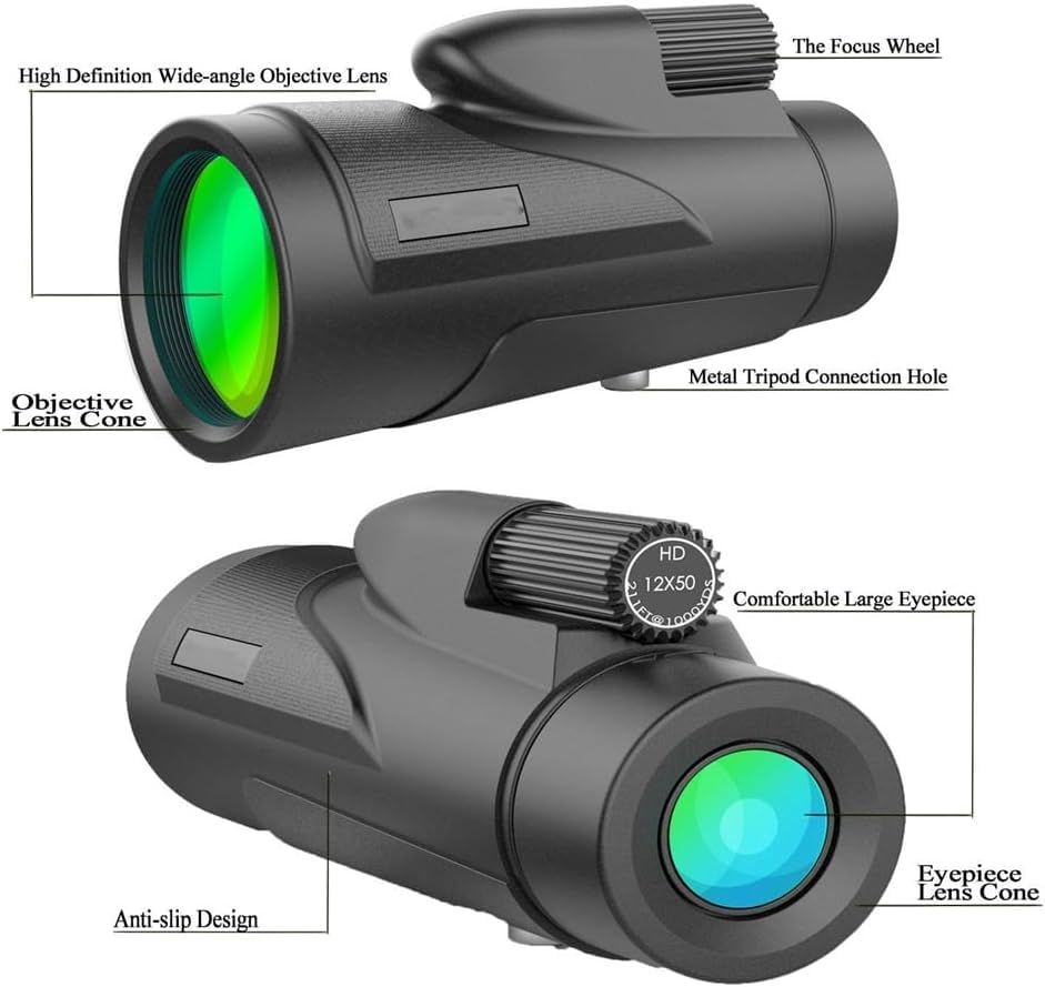 Монокуляр Телескоп для мобільних телефонів Оптичний Висока потужність 12X Окуляр Низьке освітлення 6.1 x 2.2 дюйми, фото №2