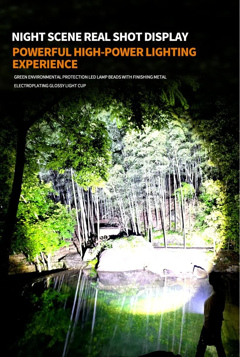 Светодиодный фонарик 2000 Super Bright, COB парковочный свет, водонепроницаемый, 6 режимов, масштабируемый, маленький ручной фонарик для кемпинга, прогулок с собакой, бега, чрезвычайных ситуаций, фото №1