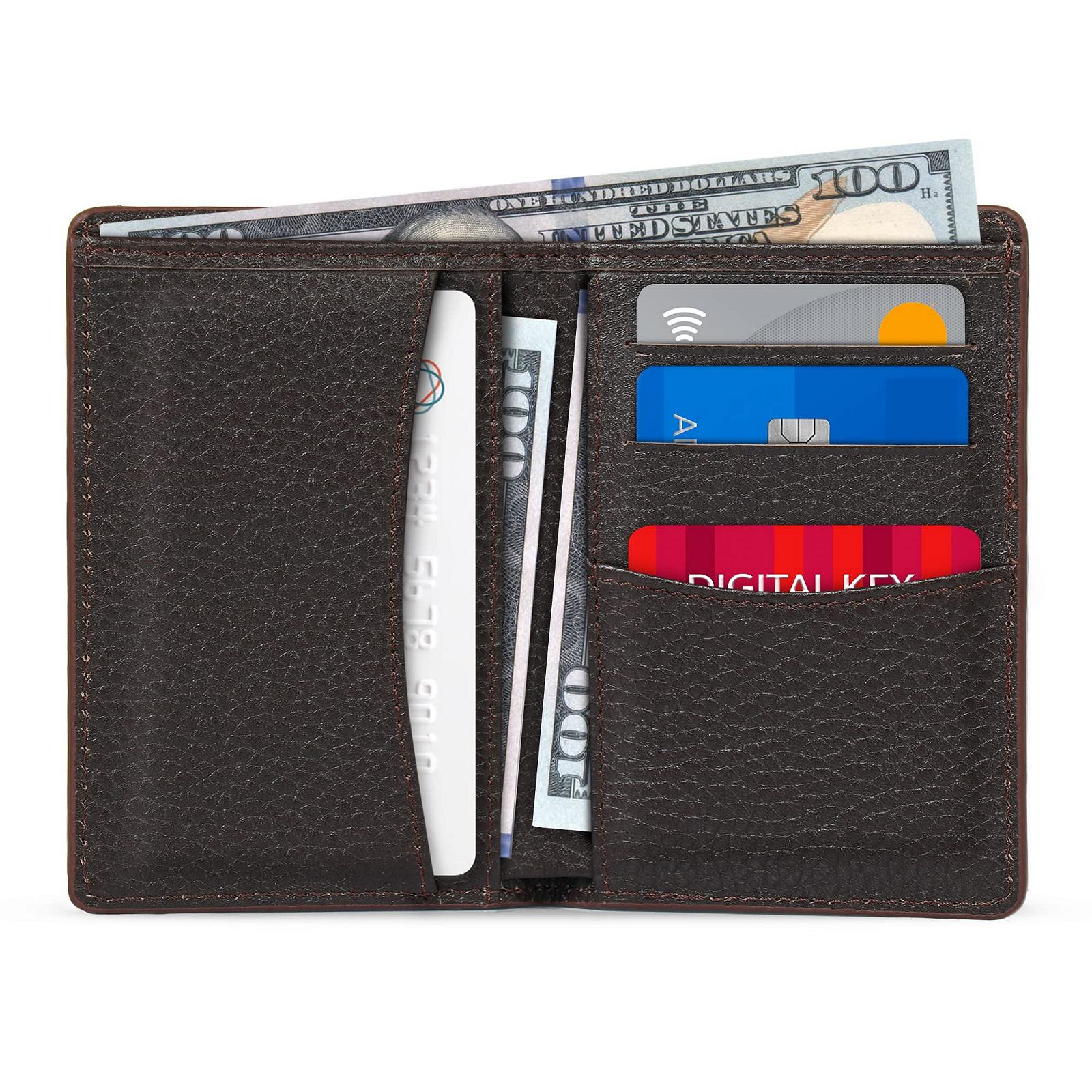 Кошелек Otto Angelino Bifold из натуральной кожи - Стиль паспорт - ID, банковские карты, наличные, RFID блокировка - Унисекс, фото №2