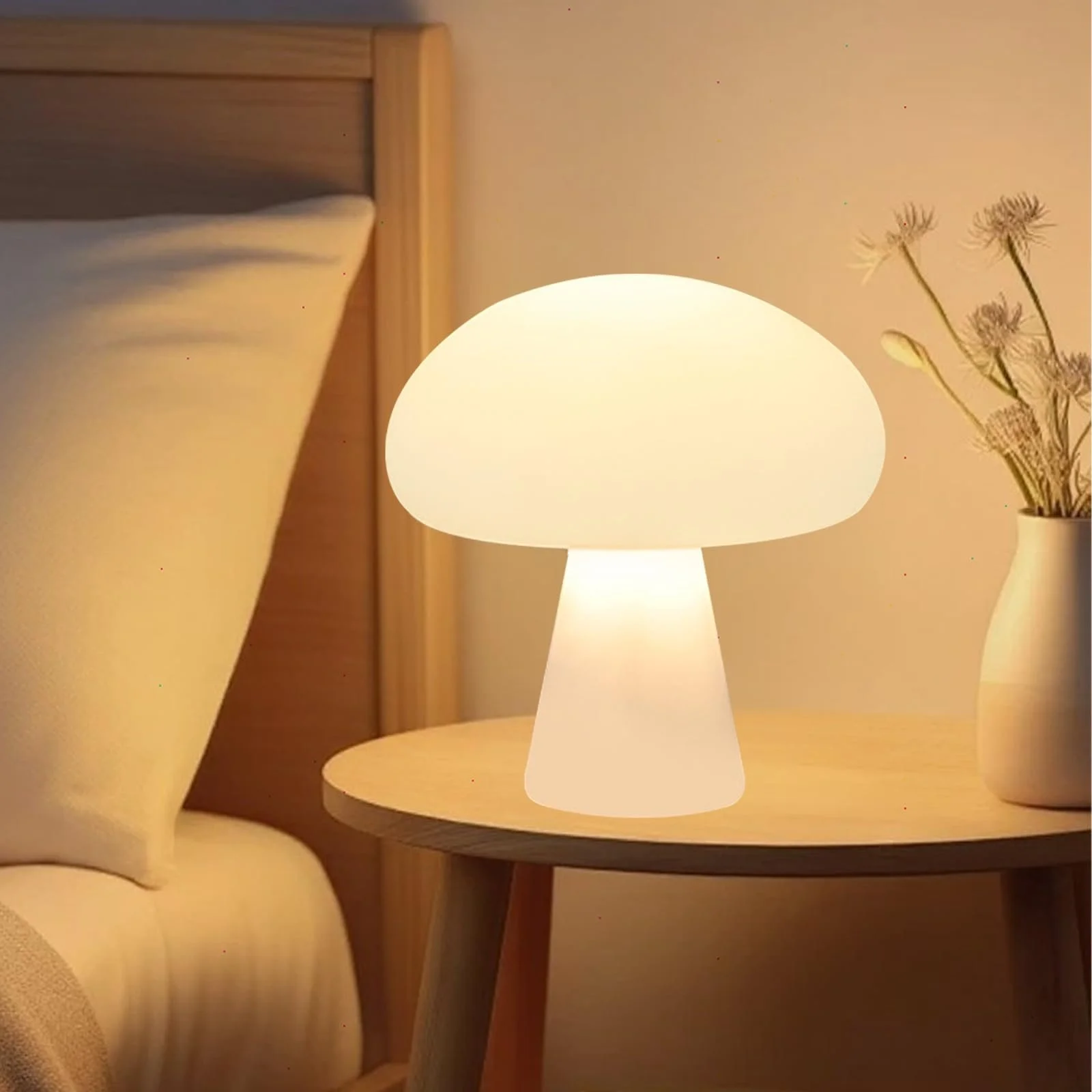 Настільна лампа Гриб Бездротова Сенсорна 3 кольори 25 см Біла, фото №1