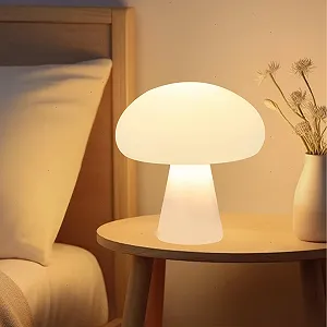 Настільна лампа Гриб Бездротова Сенсорна 3 кольори 25 см Біла - Фото 1