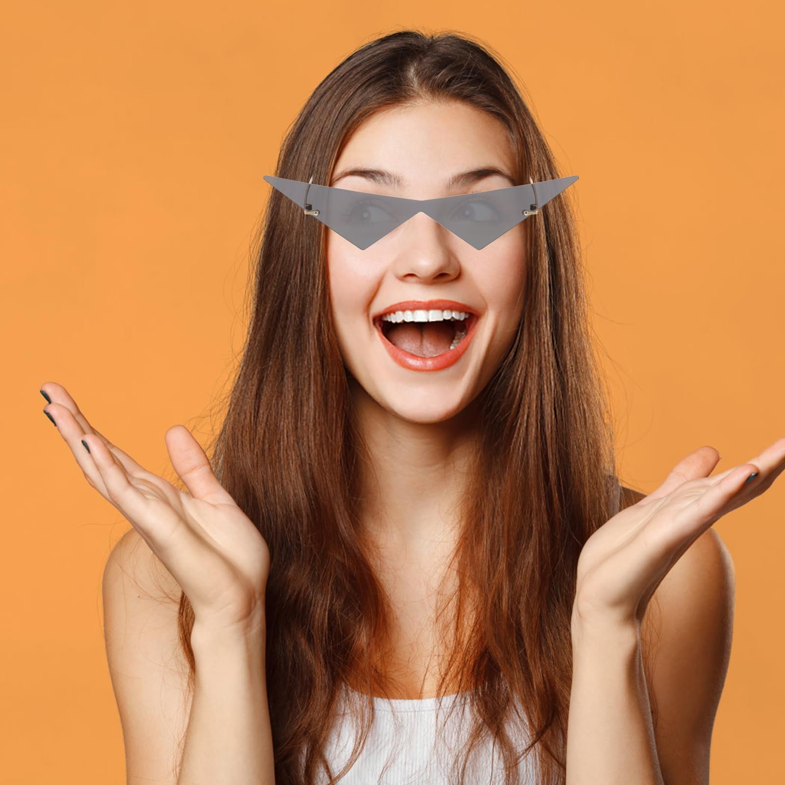 Сонцезахисні окуляри VALICLUD Трикутні Без оправи Мереживні Сірі, фото №7