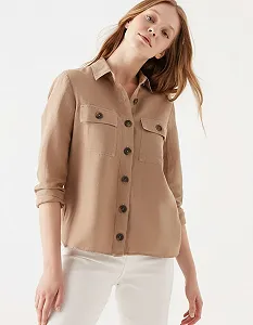 Женская рубашка MAVI Shirt With Pocket в насыщенном оттенке Tiger's Eye - L synthetic.ua - Фото 1