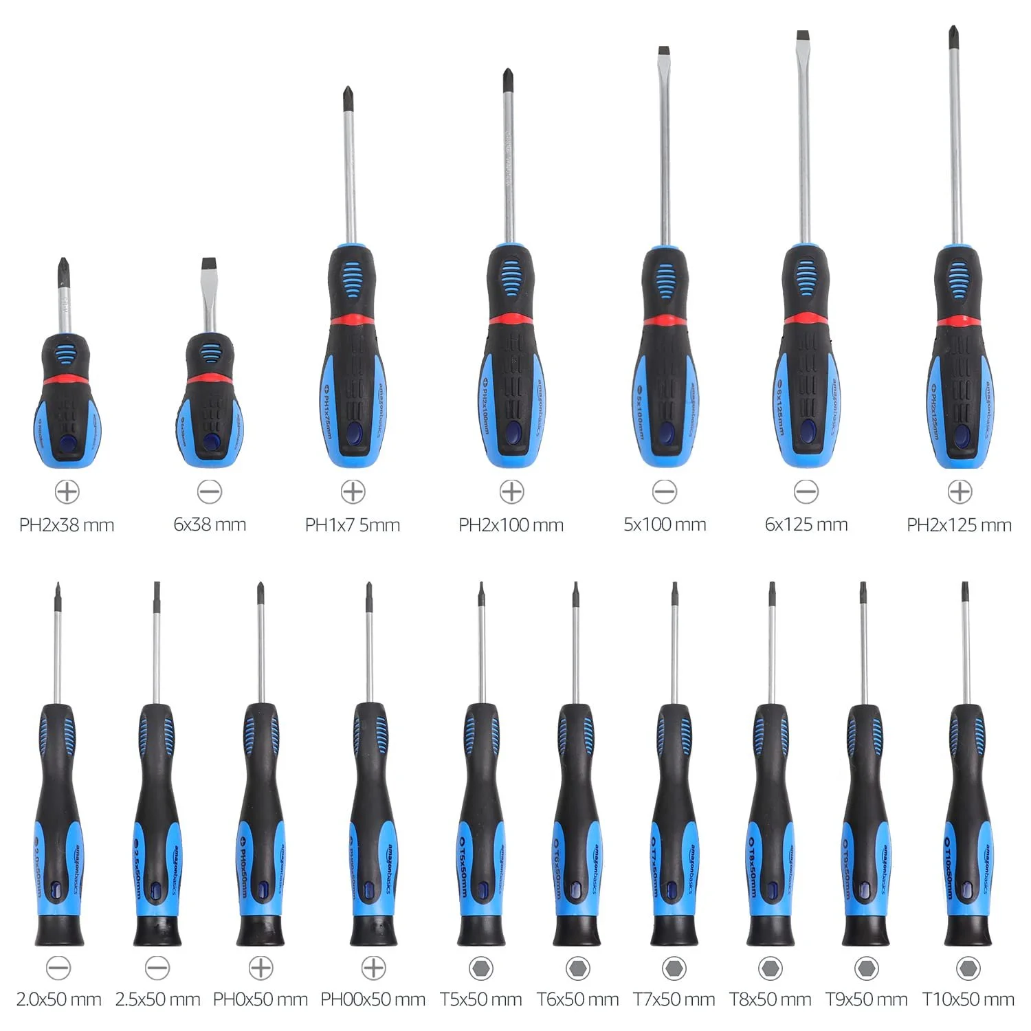 Набір прецизійних викруток Amazon Basics Slotted Phillips Torx 58 предметів Чорний, фото №3