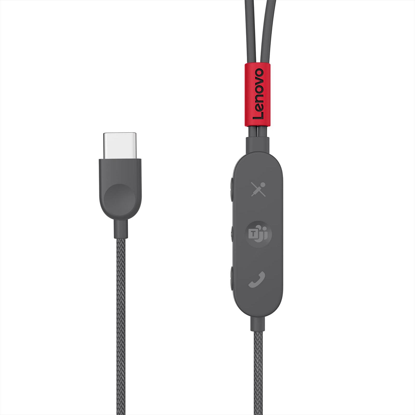 Наушники Lenovo Go USB-C Вставные Активное шумоподавление Штормовой серый, фото №6