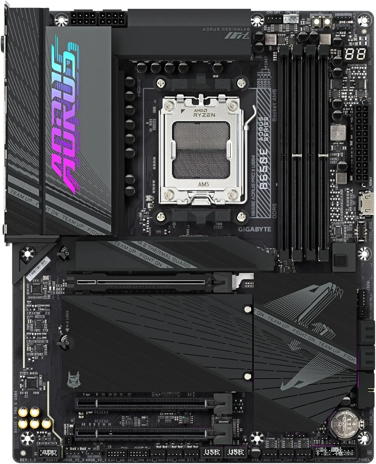 Материнская плата GIGABYTE B650E AORUS PRO X USB4 (sAM5, AMD B650, PCI-Ex16), фото №2 Материнская плата GIGABYTE B650E AORUS PRO X USB4 (sAM5, AMD B650, PCI-Ex16), фото №2