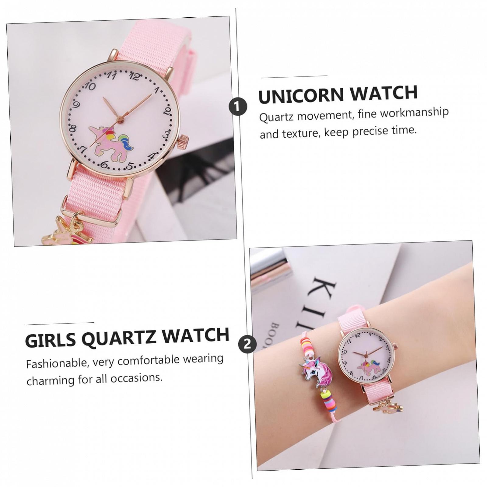 Часы LIFKOME Unicorn для девочек, с браслетом Unicorn, кварцевые часы, наручные часы, аксессуары, розовый, фото №6