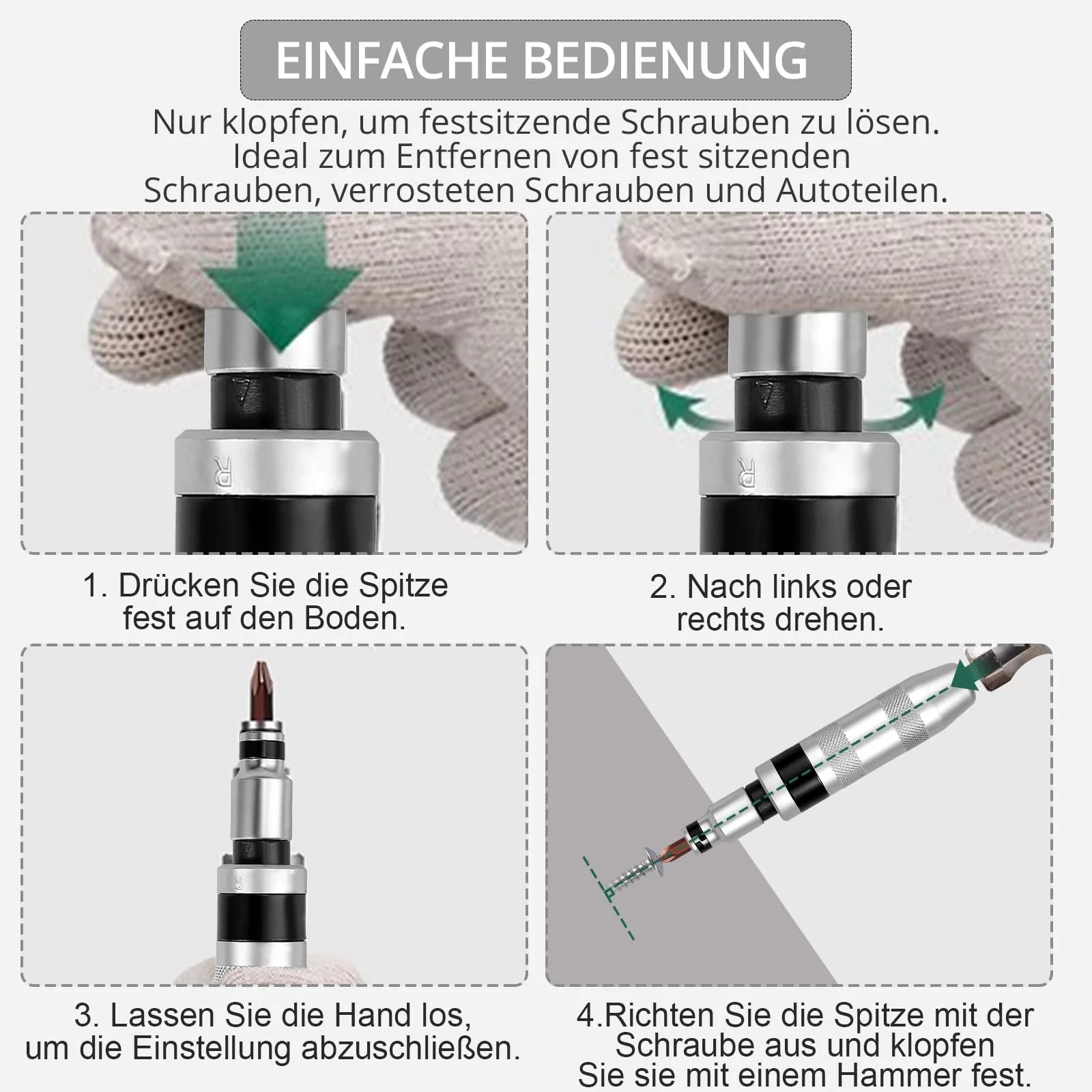 Набір ударних викруток Justech 12 x 1/2 дюйма шліцьові Phillips Hex біти Heavy Duty, фото №5
