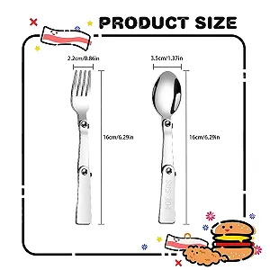 Набор портативных складных ложек и вилок из нержавеющей стали 304 для путешествий на природе, кемпинга, походов, пикников и выживания, 2 штуки synthetic.ua - Фото 1