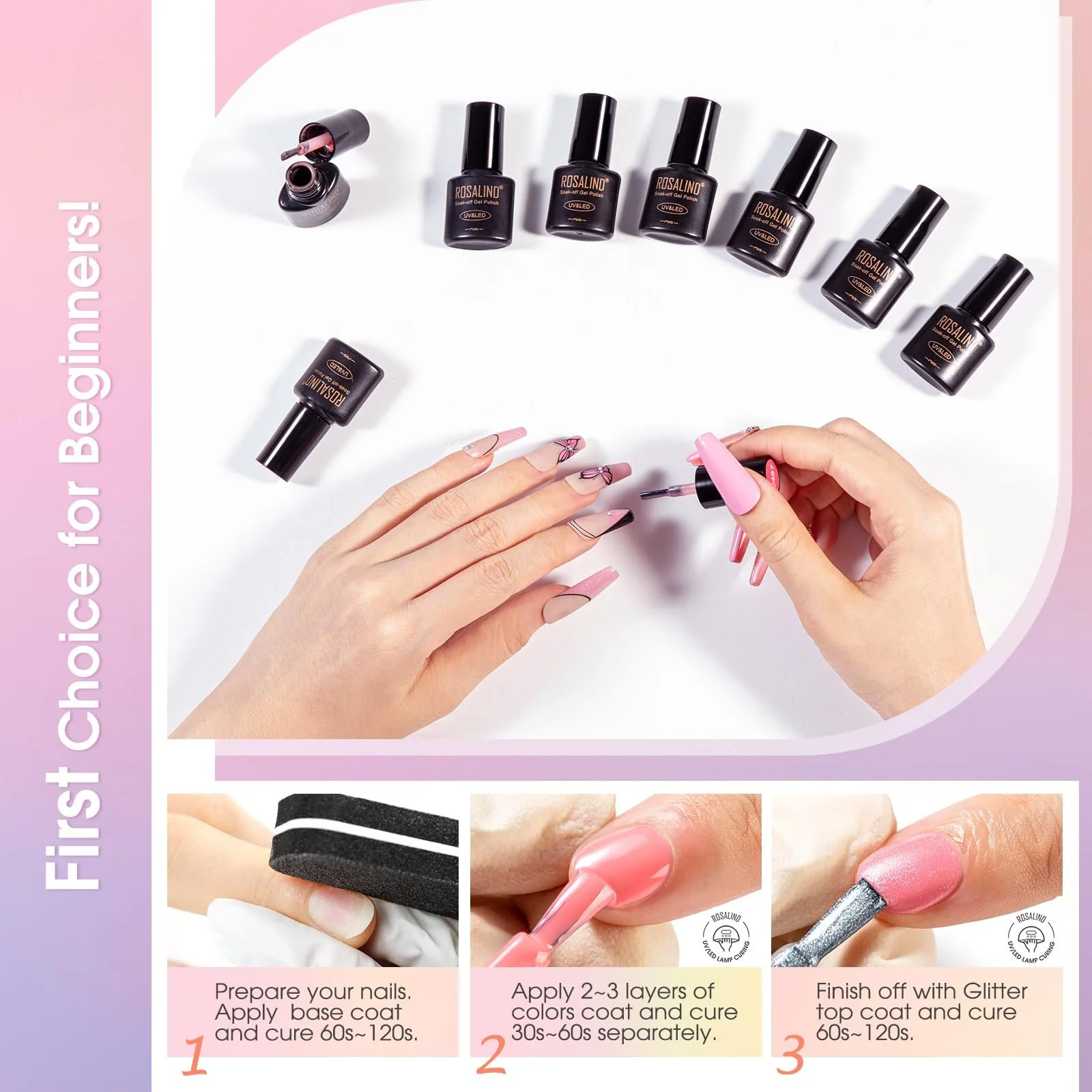 Гель-лак ROSALIND Набір 60 кольорів, фото №7