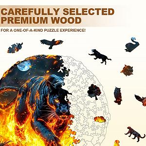 Пазл дерев'яний SECOGM Flame Panther фігурний 100 деталей 21,5 х 21,5 см у подарунковій коробці synthetic.ua - Фото 1