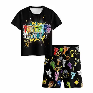 Піжама Lspoer Incredibox для хлопчиків, футболка, штани, з короткими рукавами, домашній одяг - Фото 1