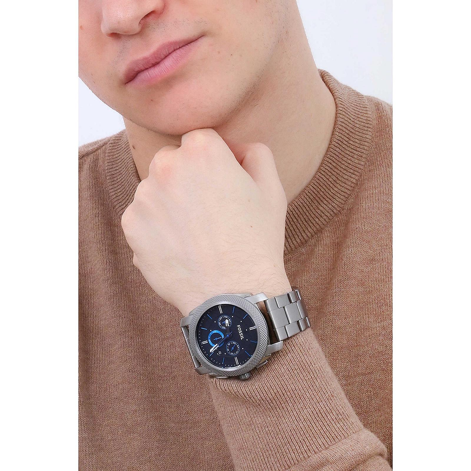 Часы Fossil Machine Мужские, 45 мм Кварцевый Хронограф, Браслет из нержавеющей стали или кожи, фото №2