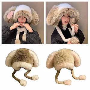 Шапка-ушанка Limtula с кроличьим мехом, теплая плюшевая, модная детская подростковая шапка для холодной погоды synthetic.ua - Фото 1
