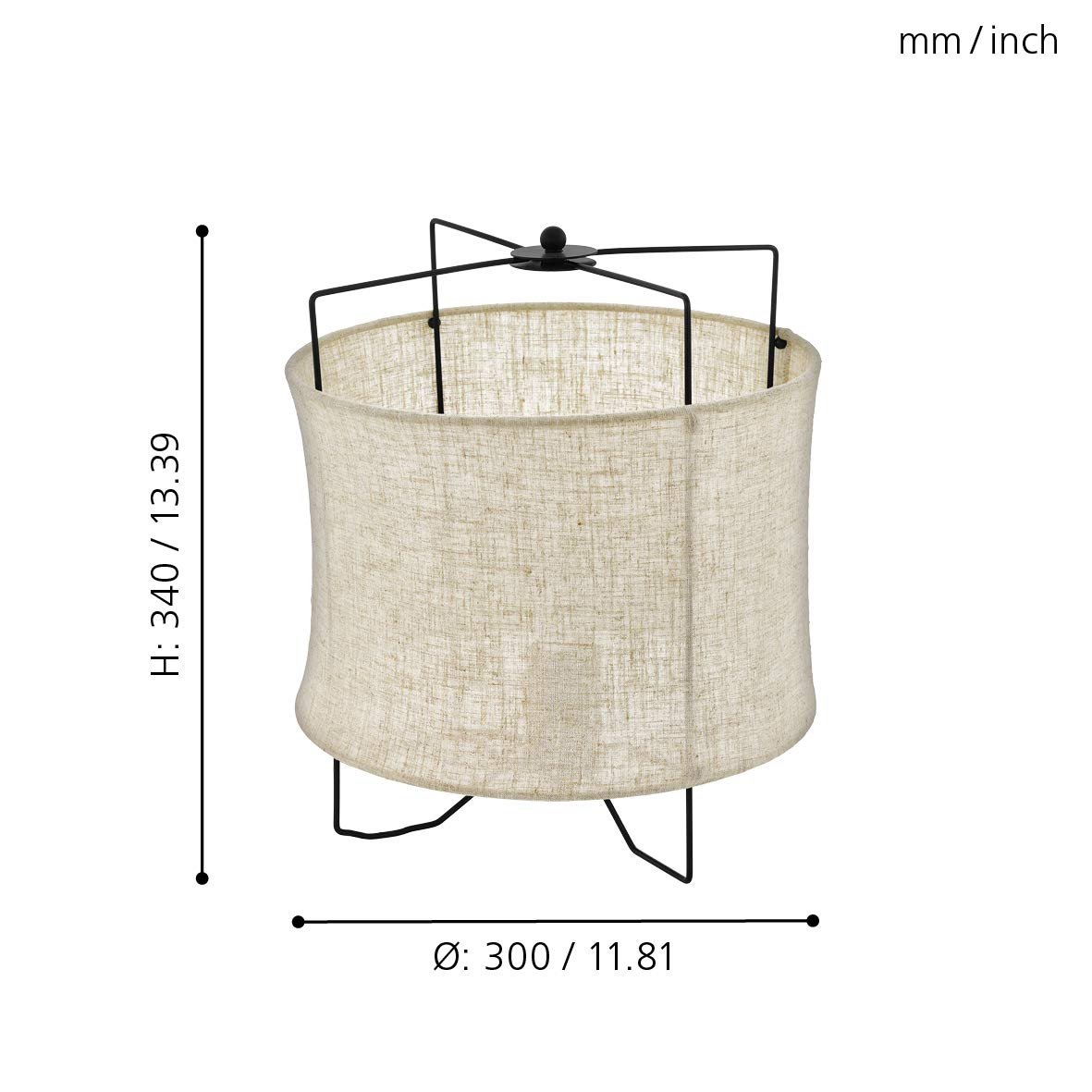 Настільна лампа EGLO Bridekirk Vintage Boho сталева текстильна чорна натуральна E27, фото №3