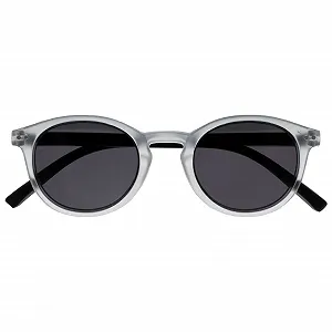 Солнцезащитные очки для чтения Opulize Zen, маленькая круглая оправа, пружинные петли, стойкие к царапинам тонированные линзы, защита UV400, ледяной матовый, черная матовая дужка. - Фото 1