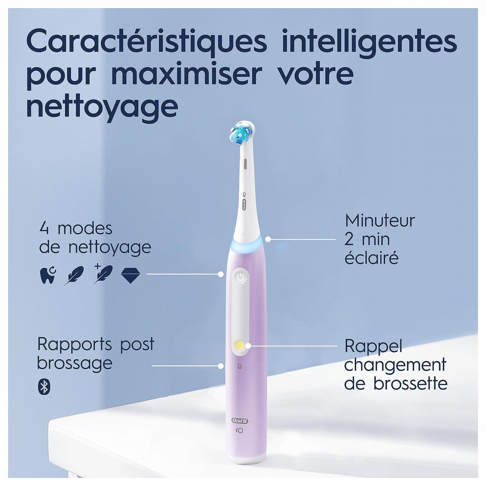 Зубна щітка електрична Oral-B iO 4N з Bluetooth, 1 щітка, 1 дорожній футляр, лавандовий, фото №4