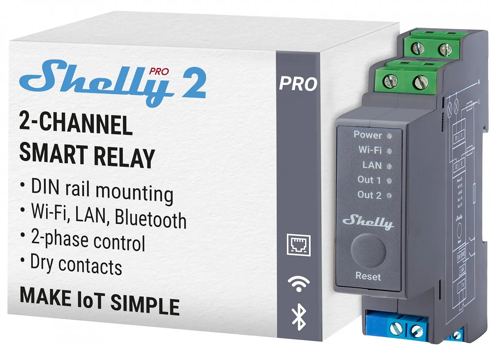 Реле DIN Rail Shelly Pro 2 / 2-канальне / 240 В / Сірий, фото №1