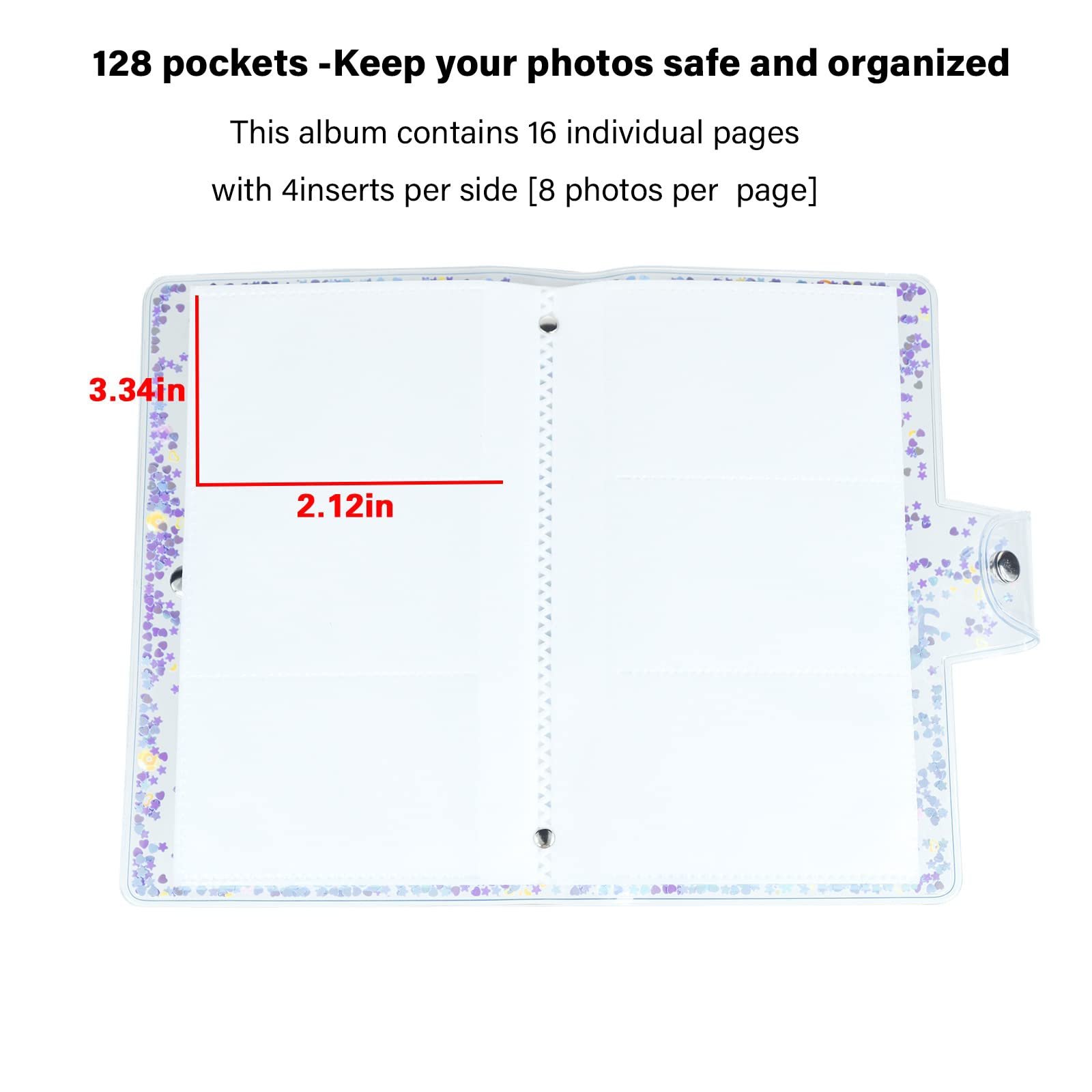 Мини-альбом для фото 96 карманов 3 дюйма для Fuji Instax Mini / Polaroid Snap С блестками, фото №3