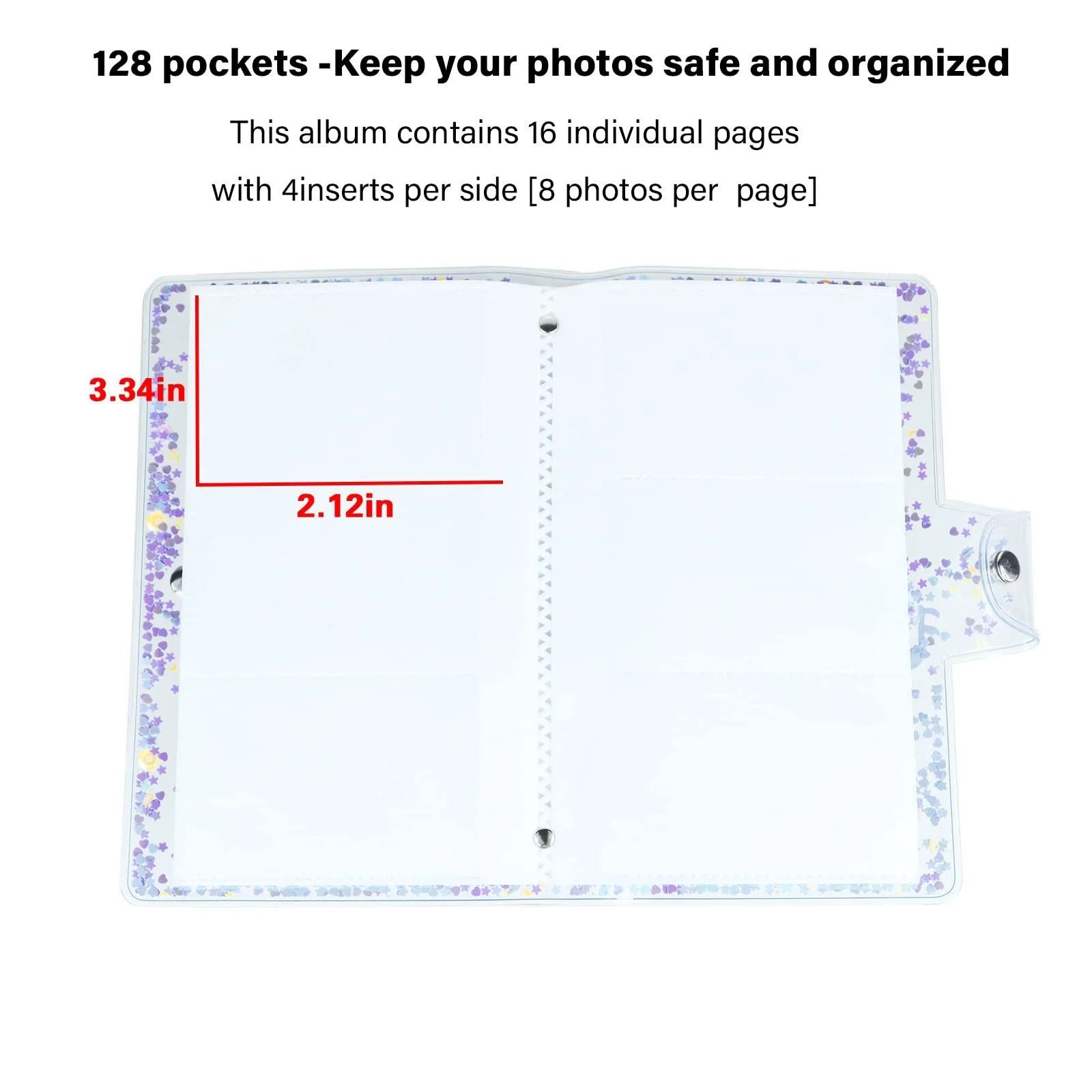 Мініальбом для фото 96 кишень 3 дюйми для Fuji Instax Mini / Polaroid Snap З лелітками, фото №3