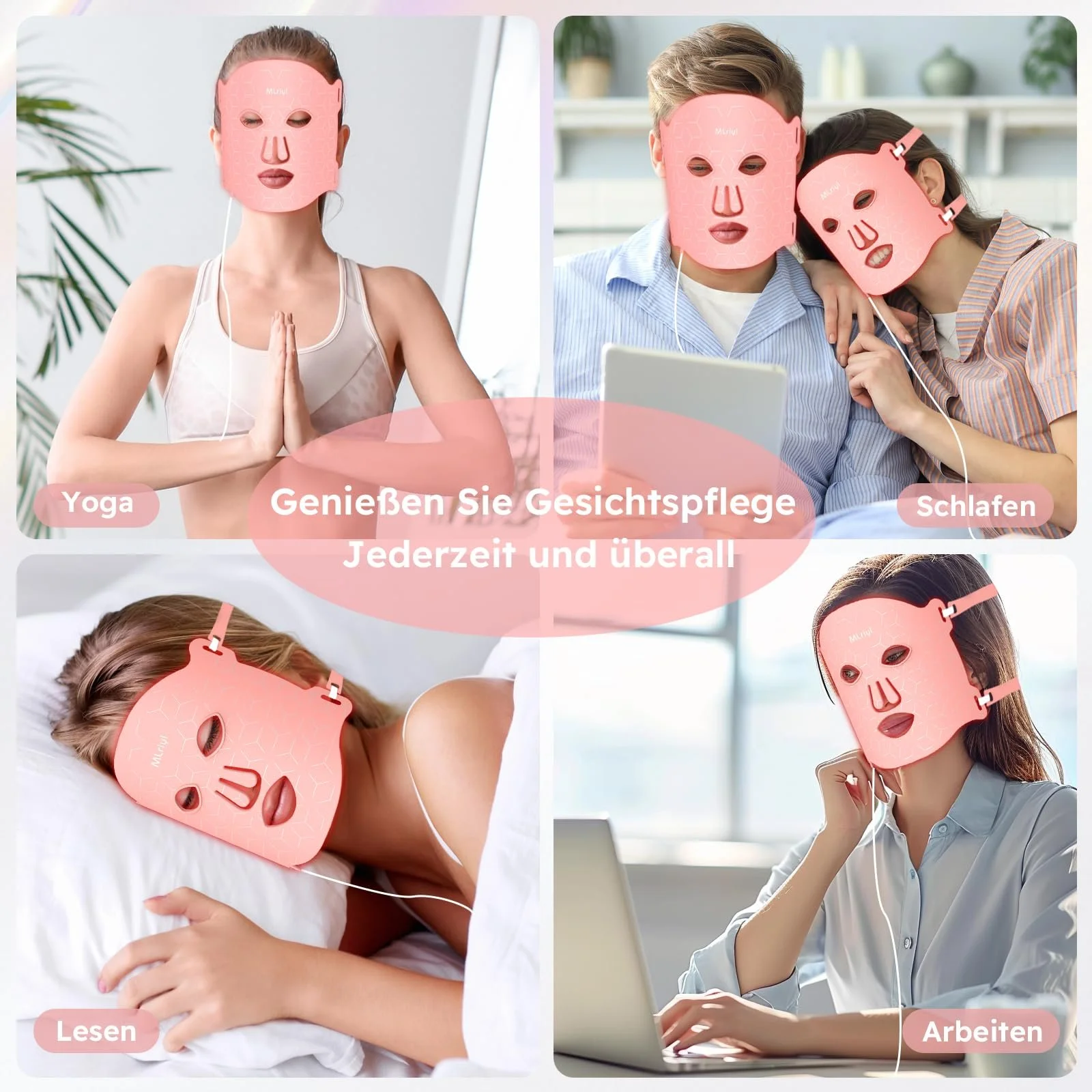 LED Маска Mlriyl для обличчя Червоне світло з 7 кольорами, антивікова маска для обличчя з таймером, фото №8