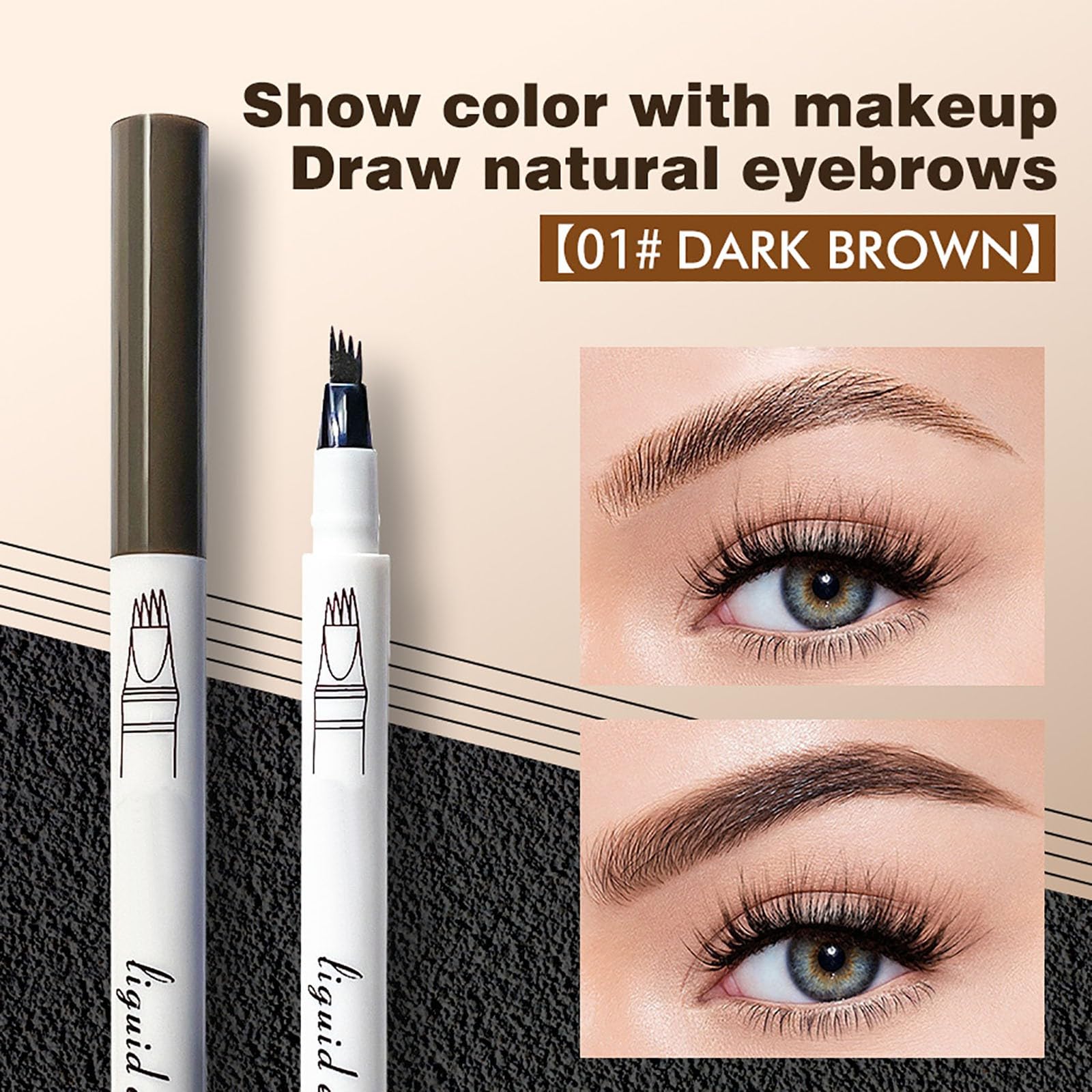 Карандаш для бровей 2024 3D Водостойкий Microblading 4 Острых кончика Натуральный оттенок (C, Один размер), фото №4