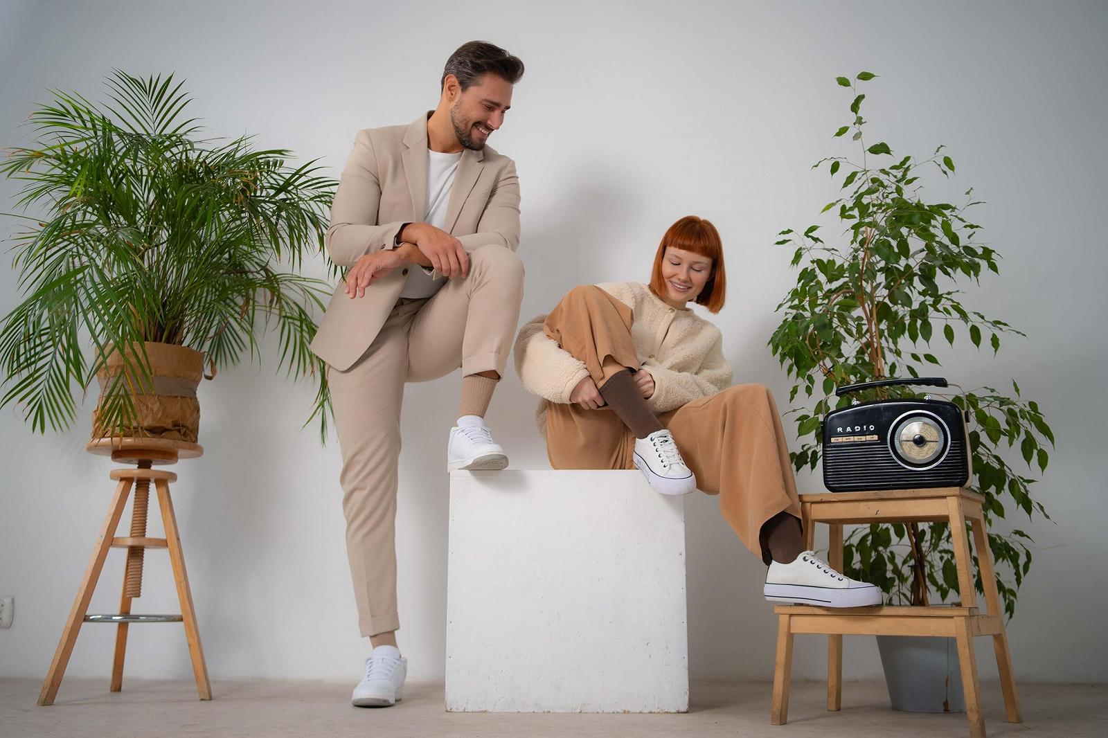 Носки Rainbow Socks Хлопковые Носки Коричневый, Бежевый и Белый - 3 пары, фото №3