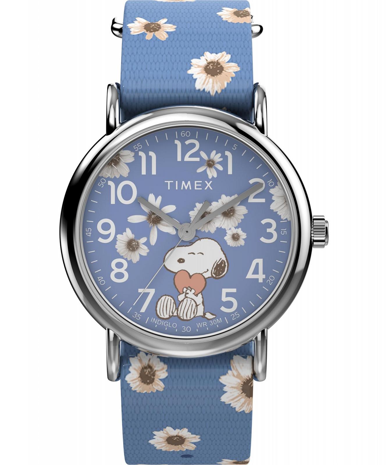 Женские часы Timex Floral 38 мм розовый ремешок белый циферблат серебряный корпус, фото №1