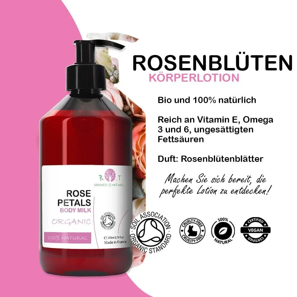 Молочко для тіла B.O.T Cosmetic & Wellness Organic Rose Fragrance Зволожуюче, для пружності Покращує еластичність шкіри 250 мл, фото №4