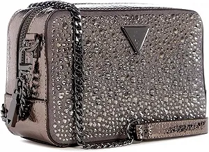 Женская текстильная сумка Guess - Lua Mini Crossbody Top Zip Серебристый synthetic.ua - Фото 1