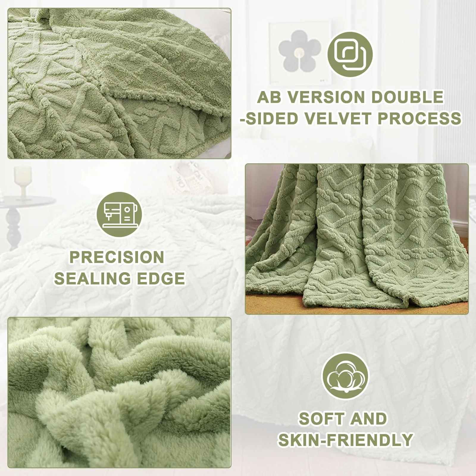 Покривало Пухнаста М'яка Покривало 150 x 200 см Matcha Green, фото №4 Покривало Пухнаста М'яка Покривало 150 x 200 см Matcha Green, фото №4