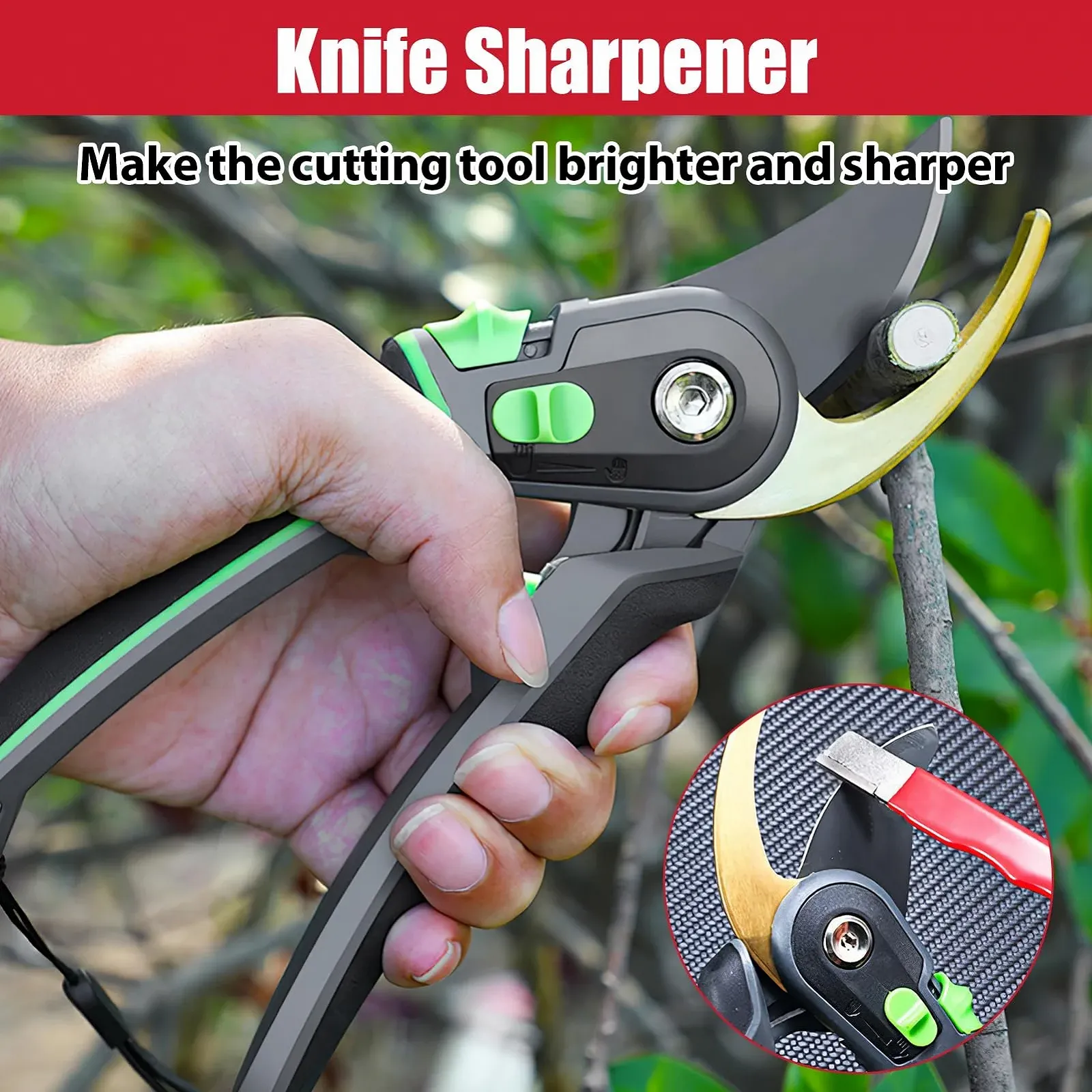 Точилка для садових інструментів MARC 2 шт. портативна вольфрамова сталь для секаторів та ножиць Червона, фото №4