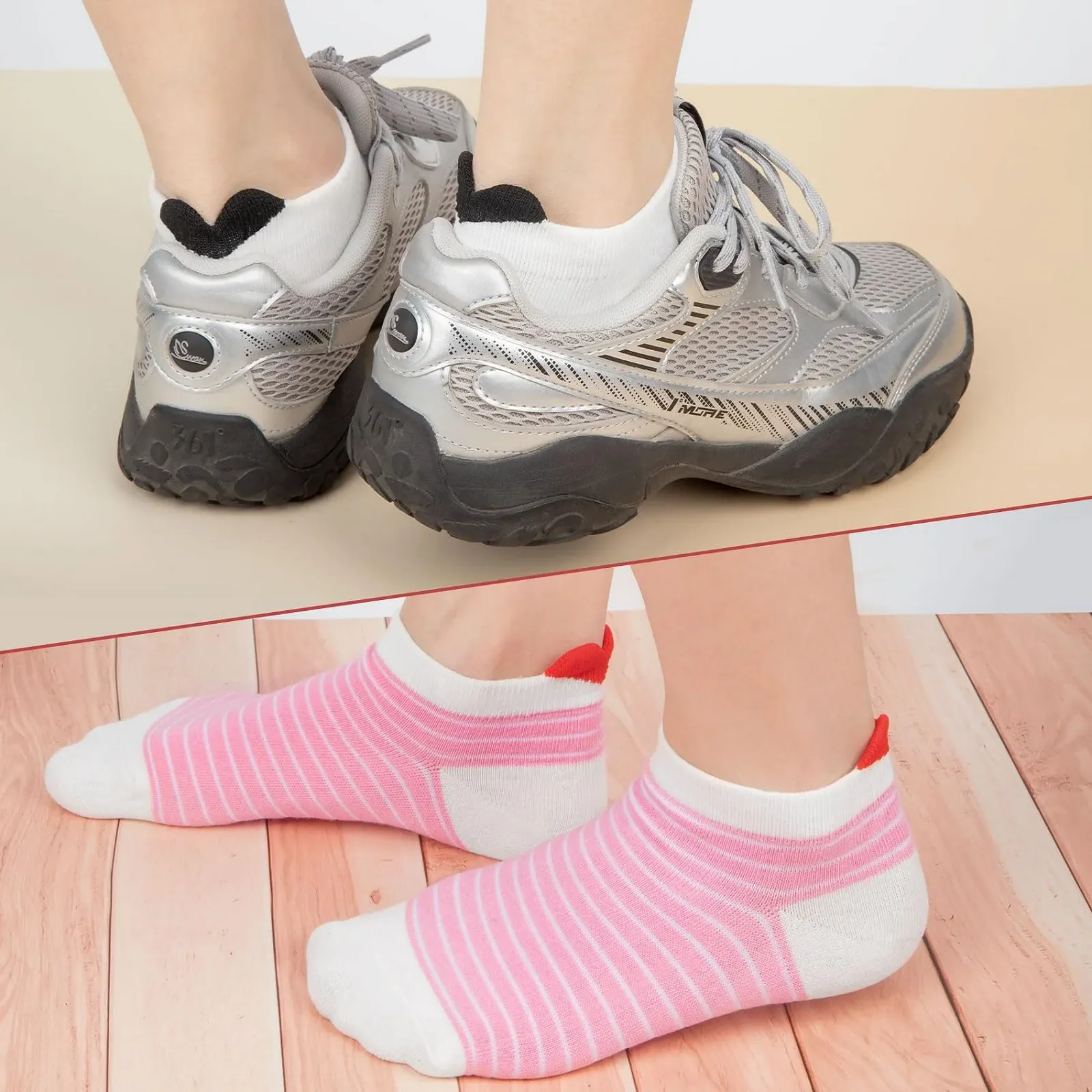 Жіночі шкарпетки Багатокольорові Шкарпетки з бавовни з малюнком Серця (10 пар), фото №5