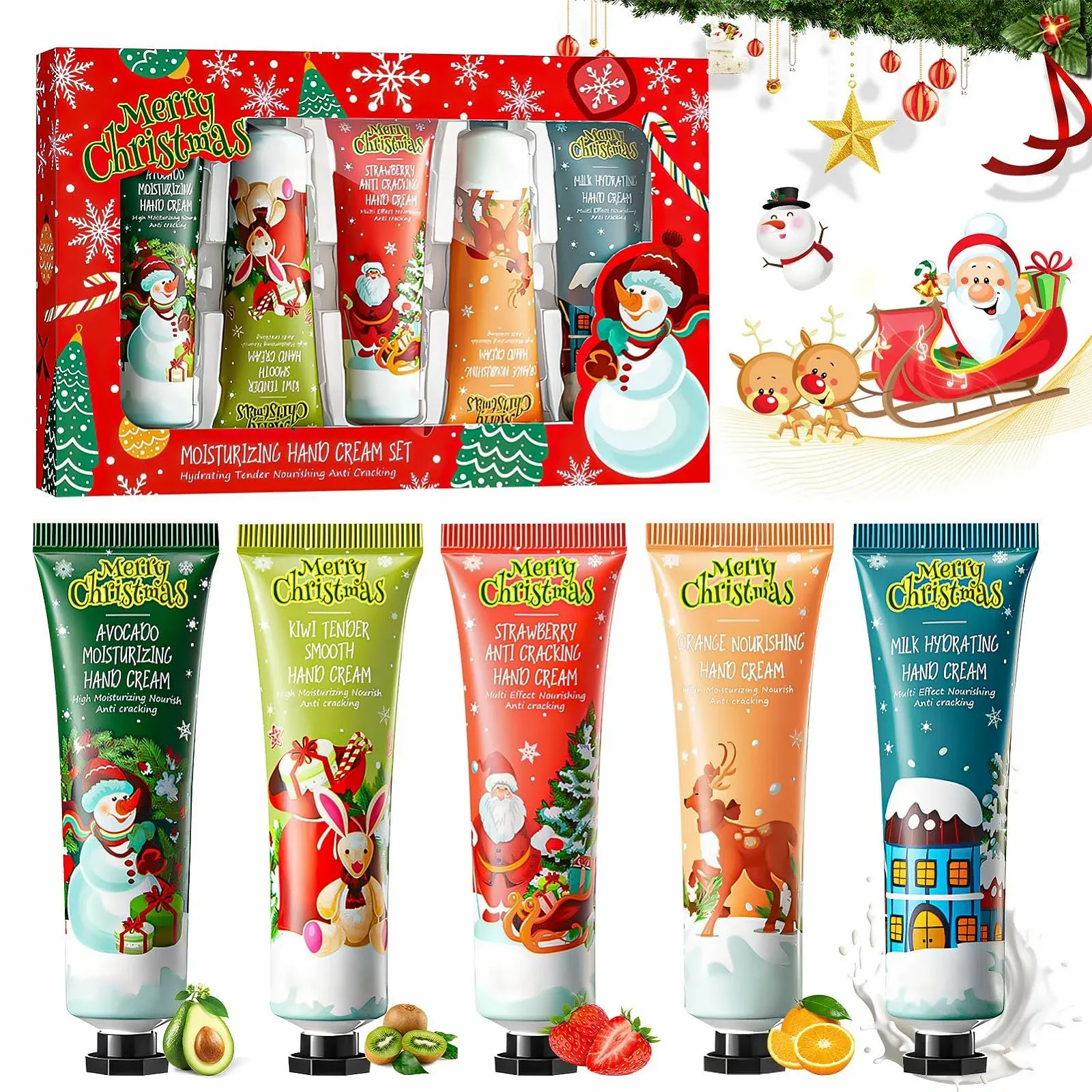 Крем для рук Allony Christmas, Міні-набір кремів для рук, 5 штук, фото №1 Крем для рук Allony Christmas, Міні-набір кремів для рук, 5 штук, фото №1