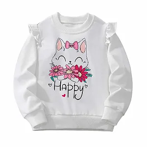 Детский свитшот Generisch с круглым вырезом, принтом кошек, длинными рукавами, хлопковый свитер с длинными рукавами, зимний пуловер для отдыха, мягкий милый топ - Фото 1