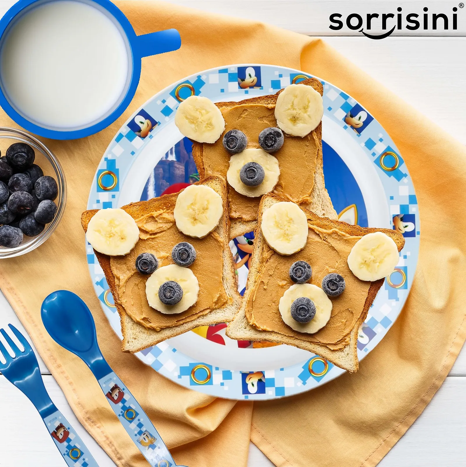 Набор детской посуды Sorrisini Sonic: тарелка, миска для каши, чашка 350 мл, детские столовые приборы, фото №10 Набор детской посуды Sorrisini Sonic: тарелка, миска для каши, чашка 350 мл, детские столовые приборы, фото №10