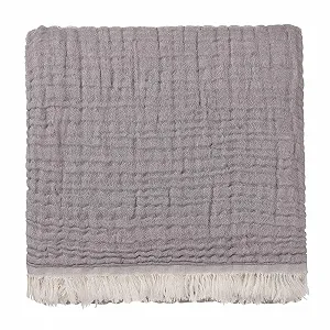 Одеяло URBANARA Couco Muslin, 100% хлопок, светло-серый/серый, марля с эффектом stonewash, 130 x 190 см synthetic.ua - Фото 1