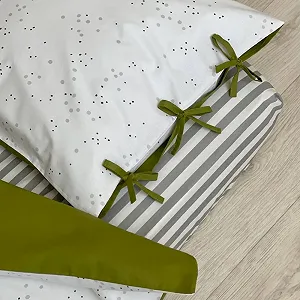 Комплект детского постельного белья, 160 х 80 см, Поплин, Серый-черный/оливковый synthetic.ua - Фото 1
