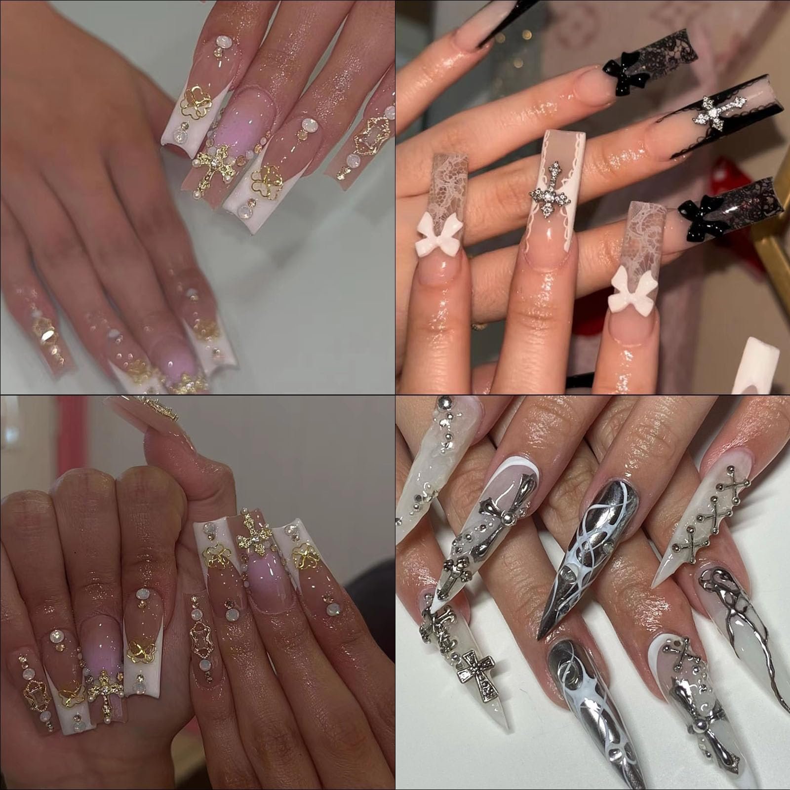 Украшения для ногтей Крестики, 3D украшения для дизайна ногтей, жемчуг, бриллианты, металлические кристаллы, 100 шт, фото №2